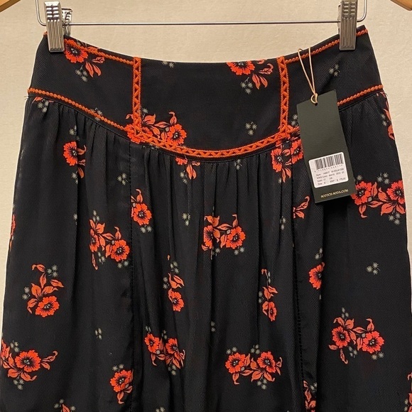 Scotch & Soda NWT Raffia Town Mini Skirt Black Orange Floral Size Small New - Picture 3 of 13